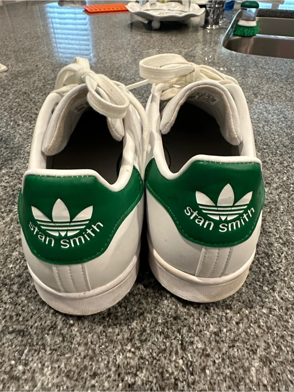 adidas Stan Smith White Leather Sneakers with Green Accent - Men size 12